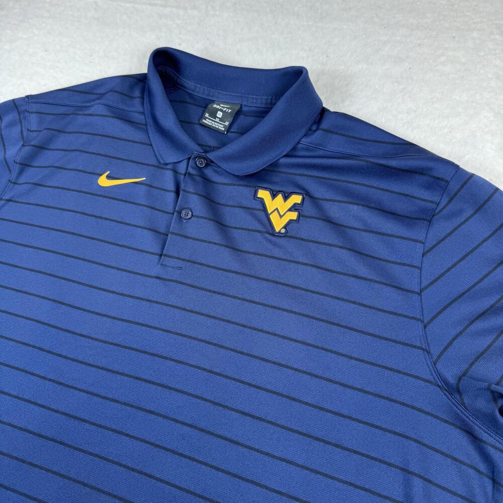 West Virginia Mountaineers Polo Shirt Mens XL Blue NCAA Football Nike Dri Fit